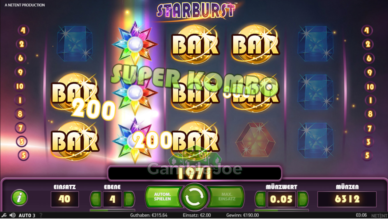 Starburst: 95x WIN @ Starburst - Win factor: 95x