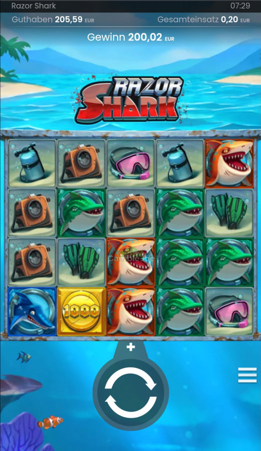 Razor Shark: x1000 coin - Win factor: 1000x