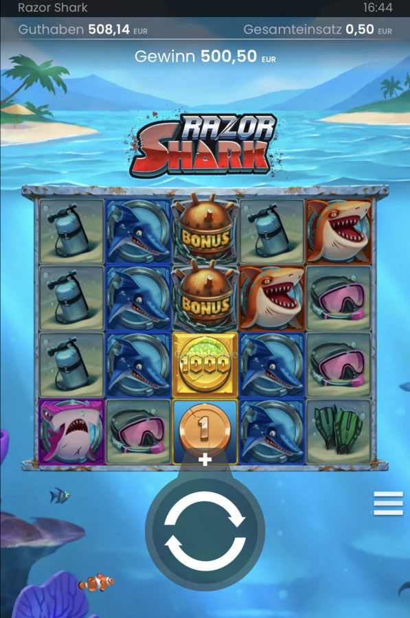 Razor Shark: Razor 1000 coin - Win factor: 1001x