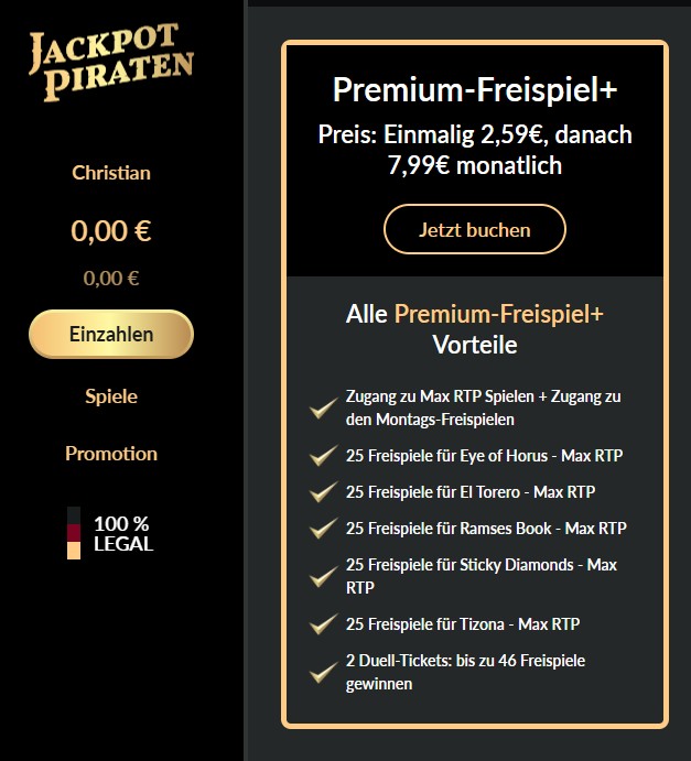 JackpotPiraten Premium Mitgliedschaft